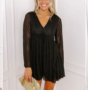 New! Promesa Midnight Muse Mesh Babydoll Romper